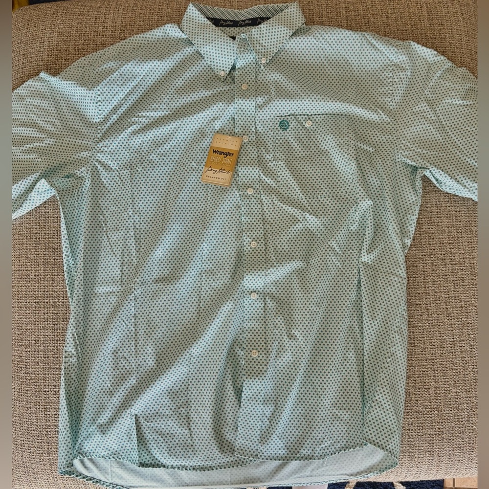 Wrangler Men's Light Blue Patterned Shirt